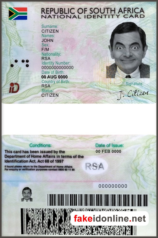 South Africa ID Card Template PSD